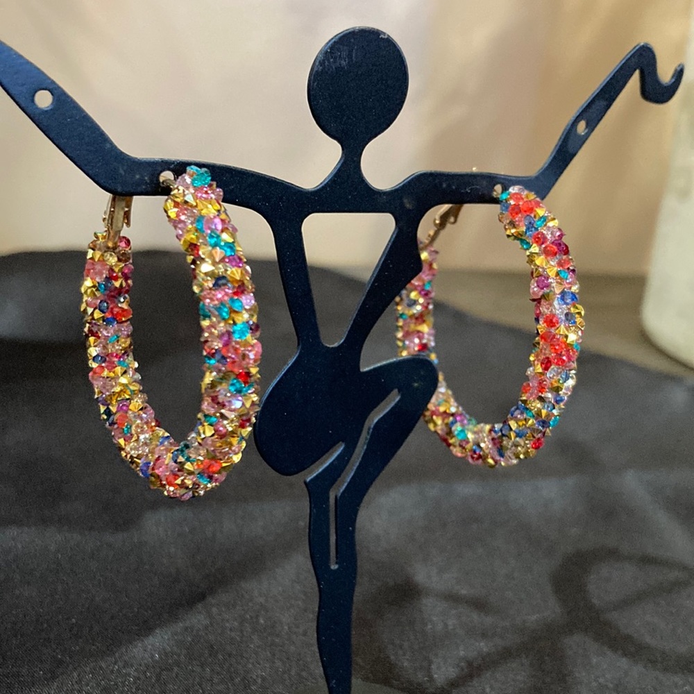 Multi color hoops earrings